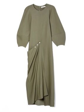 Tibi Washed Viscose Asymmetrical Flap Maxi Dress